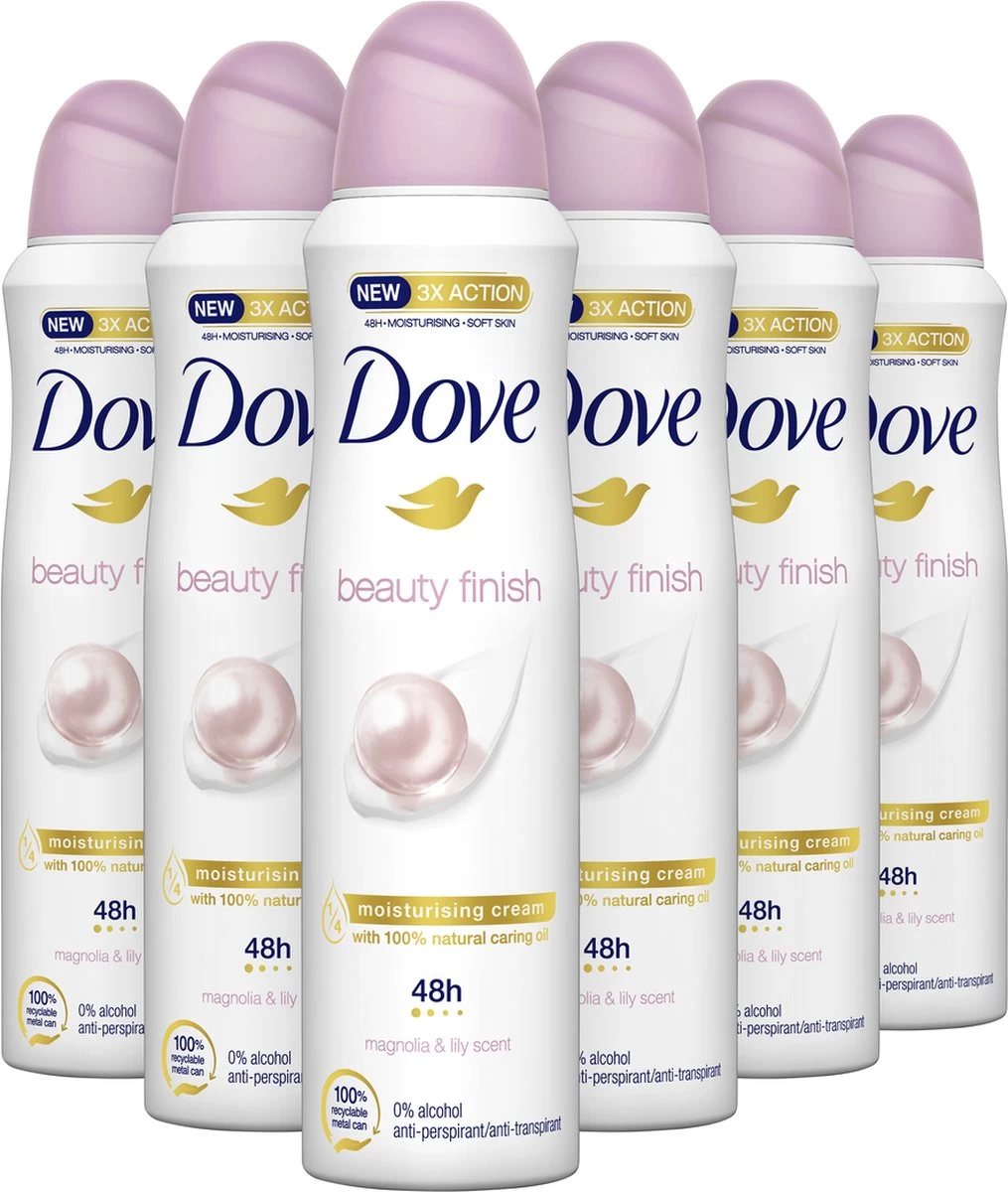 Dove Beauty Finish Anti-transpirant Deodorant - 6 X 150 Ml - Voordeelverpakking 1 Dove Beauty Finish Anti-transpirant Deodorant - 6 X 150 Ml - Voordeelverpakking