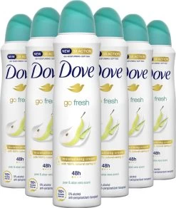 Dove Go Fresh Pear & Aloë Vera Anti-transpirant Deodorant - 6 X 150 Ml - Voordeelverpakking