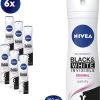 NIVEA Invisible For Black & White Clear - 6 X 150 Ml - Voordeelverpakking - Deodorant Spray