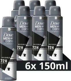 Dove Men+Care Advanced Invisible Dry Anti-Transpirant Deodorant Spray - 6 X 150 Ml - Voordeelverpakking
