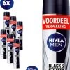 NIVEA MEN Invisible For Black & White Power Deodorant Spray - 6 X 200ml - Voordeelverpakking