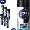 NIVEA MEN Invisible For Black & White Fresh - 6 X 150ml - Voordeelverpakking - Deodorant Spray