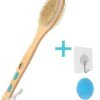 Blubs® – Houten Badborstel – Dry Brush – Rug Scrubber – Lichaamsborstel – Rugborstel Douche Met Steel – Huidborstel – Rugborstel Hout – Houten Badborstel Met Steel – Doucheborstel Met Steel – Houten Borstel – Droogborstel – Massage – Blauw