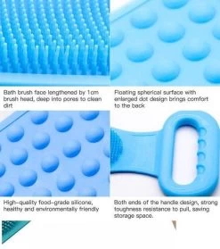 Merkloos Rug Scrubber - Doucheborstel - Lange Lichaamsborstel - Dubbelzijdig Design - 70CM - Rugborstel - Krabber - Douche - Bad - Badborstel - Rug Krabber Siliconen - Massage Borstel - Bath Towel - Back Scrubber - -Lichaamsverzorging 1064x1200