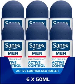Sanex Men Active Control Deodorant Anti-Transpirant Roller 6 X 50ml - Voordeelverpakking