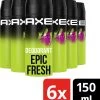 6x Axe Deodorant En Bodyspray Epic Fresh 150 Ml
