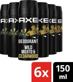Axe Mojito & Cedarwood Pepper Bodyspray Deodorant - 6 X 150 Ml - Voordeelverpakking