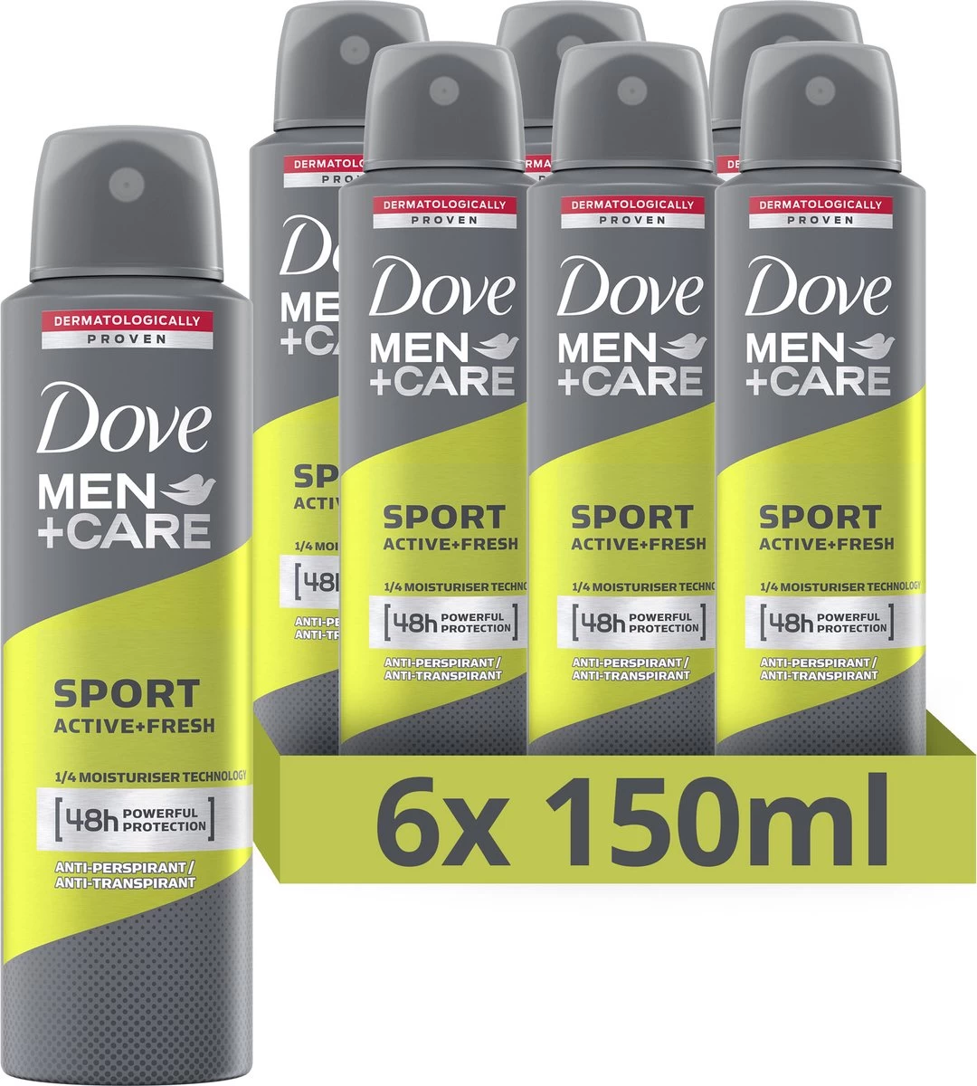 Dove Men+Care Men+Care Sport Active+Fresh Anti-Transpirant Deodorant Spray - 6 X 150 Ml - Voordeelverpakking 2 Dove Men+Care Men+Care Sport Active+Fresh Anti-Transpirant Deodorant Spray - 6 X 150 Ml - Voordeelverpakking - Afbeelding 2