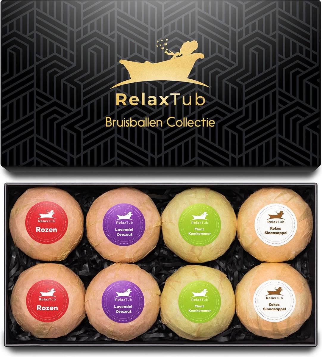 RelaxTub® Bruisballen - Bruisballen Voor Bad - Natuurlijke Kokosboter & Arganolie - Bath Bombs - Badbom - Badballen - Dierproefvrij - 8 X 80g XL Formaat - Inclusief Luxe Cadeauverpakking - Geschikt Voor Volwassene & Kind 1 RelaxTub® Bruisballen - Bruisballen Voor Bad - Natuurlijke Kokosboter & Arganolie - Bath Bombs - Badbom - Badballen - Dierproefvrij - 8 X 80g XL Formaat - Inclusief Luxe Cadeauverpakking - Geschikt Voor Volwassene & Kind