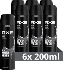 Axe Black Bodyspray Deodorant - 6 X 200 Ml - Voordeelverpakking