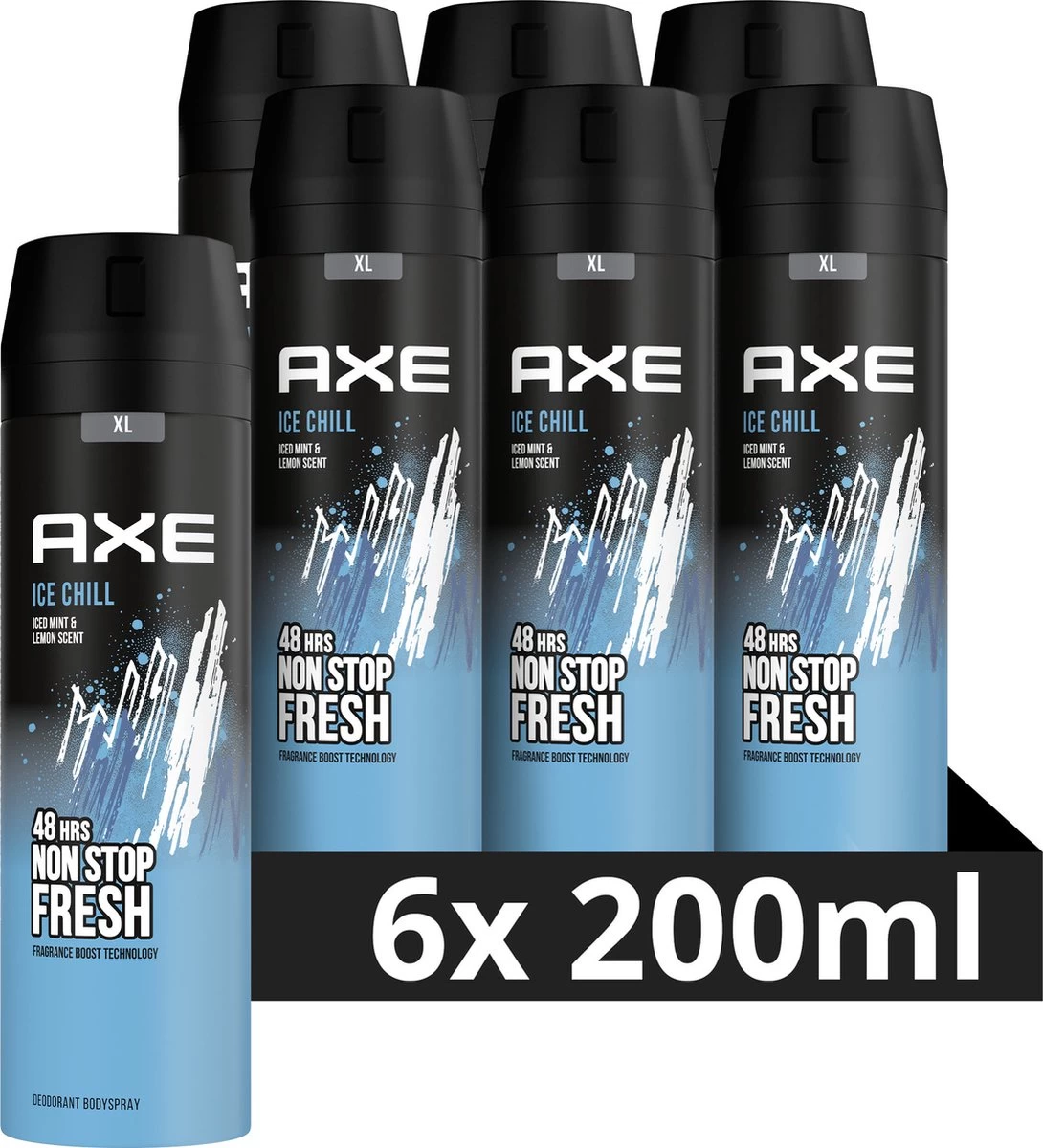 Axe Ice Chill Bodyspray Deodorant - 6 X 200 Ml - Voordeelverpakking 1 Axe Ice Chill Bodyspray Deodorant - 6 X 200 Ml - Voordeelverpakking