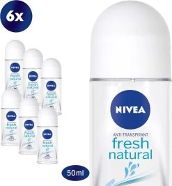 NIVEA Fresh Natural Deodorant Roller - Voordeelverpakking - 6 X 50 Ml