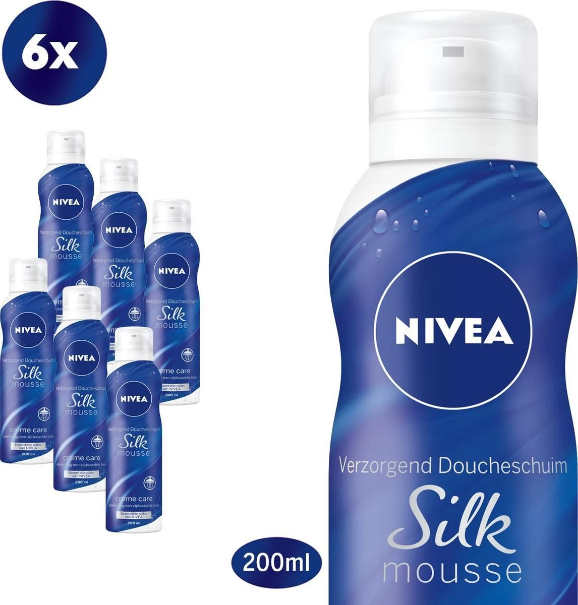 NIVEA Silk Mousse Crème Care - 6 X 200 Ml - Voordeelverpakking - Doucheschuim 1 NIVEA Silk Mousse Crème Care - 6 X 200 Ml - Voordeelverpakking - Doucheschuim