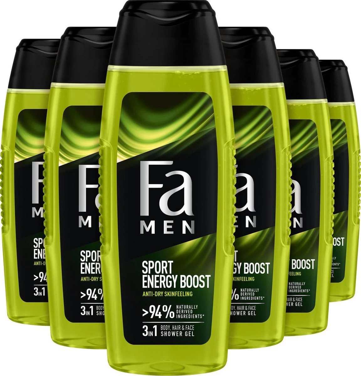Fa Men Sport Energy Boost Douchegel 6x 250ml - Grootverpakking 1 Fa Men Sport Energy Boost Douchegel 6x 250ml - Grootverpakking