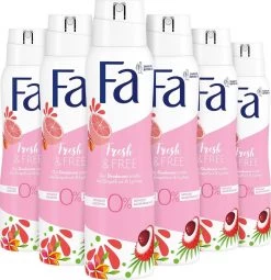 Fa Fresh&Free Grapefruit&Lichee Deo Spray 6x 150ml - Grootverpakking