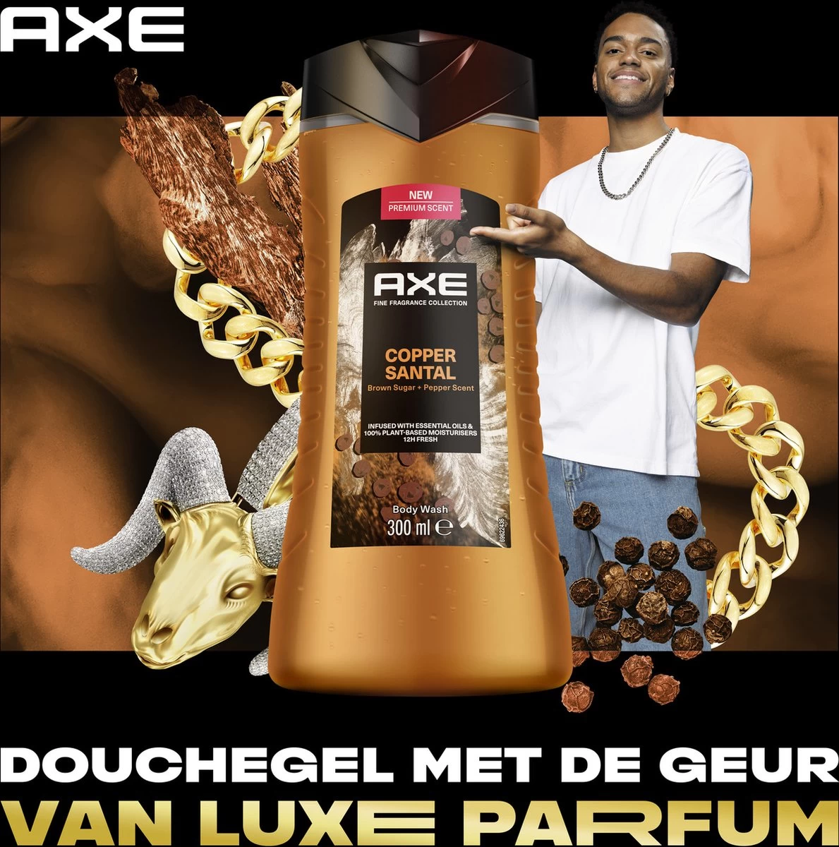 AXE Fine Fragrance Collection Copper Santal Douchegel - 6 X 300 Ml - Voordeelverpakking 5 AXE Fine Fragrance Collection Copper Santal Douchegel - 6 X 300 Ml - Voordeelverpakking - Afbeelding 5