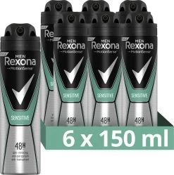 Rexona Men Sensitive Anti-transpirant Spray - 6 X 150 Ml - Voordeelverpakking