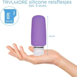 TRVLMORE Silicone Reisflesjes - Navulbaar - Handbagage - 100 ML - 3 Stuks - Oranje/Paars/Blauw -Lichaamsverzorging 1196x1200 5