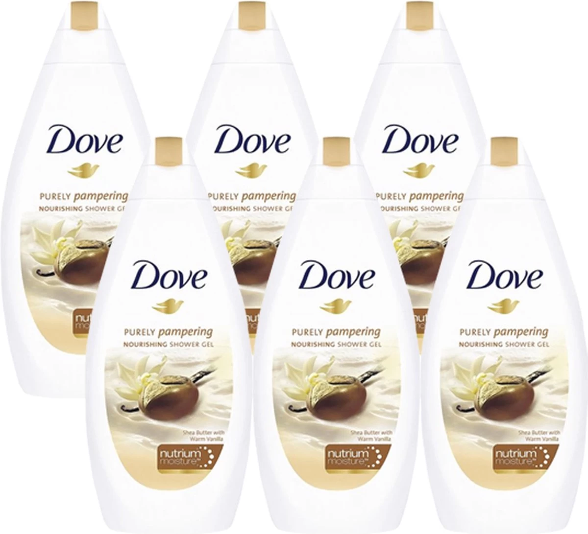Dove Purely Pampering Sheabutter & Vanille Douchecrème - 6 X 500 Ml 6 Dove Purely Pampering Sheabutter & Vanille Douchecrème - 6 X 500 Ml - Afbeelding 6