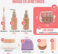 Reisflesjes Set 9-delig - Reisset - Reisflesjes Handbagage - Reis Toilettas - Reisflacons - Vliegtuig - Navulbare Reisflesjes - Roze -Lichaamsverzorging 1200x1113 1