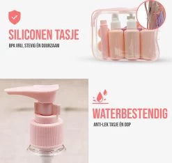 Reisflesjes Set 9-delig - Reisset - Reisflesjes Handbagage - Reis Toilettas - Reisflacons - Vliegtuig - Navulbare Reisflesjes - Roze -Lichaamsverzorging 1200x1135 3