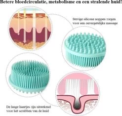 Blubs® – Badborstel – Dry Brush – Rug Scrubber – Lichaamsborstel – Rugborstel Douche Met Steel – Huidborstel – Doucheborstel – Bad- & Doucheaccessoires – Badborstel Met Steel – Doucheborstel Rugborstel – Siliconen Borstel – Massage – Cyaan -Lichaamsverzorging 1200x1142