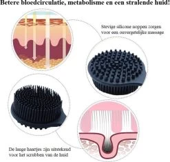 Blubs® – Badborstel – Dry Brush – Rug Scrubber – Lichaamsborstel – Rugborstel Douche Met Steel – Huidborstel – Doucheborstel – Bad- & Doucheaccessoires – Badborstel Met Steel – Doucheborstel Rugborstel – Siliconen Borstel – Massage – Zwart -Lichaamsverzorging 1200x1142 3