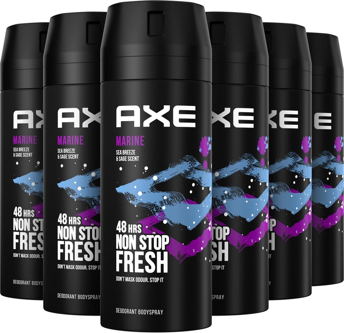 Axe Marine Bodyspray Deodorant - 6 X 150 Ml - Voordeelverpakking 2 Axe Marine Bodyspray Deodorant - 6 X 150 Ml - Voordeelverpakking - Afbeelding 2