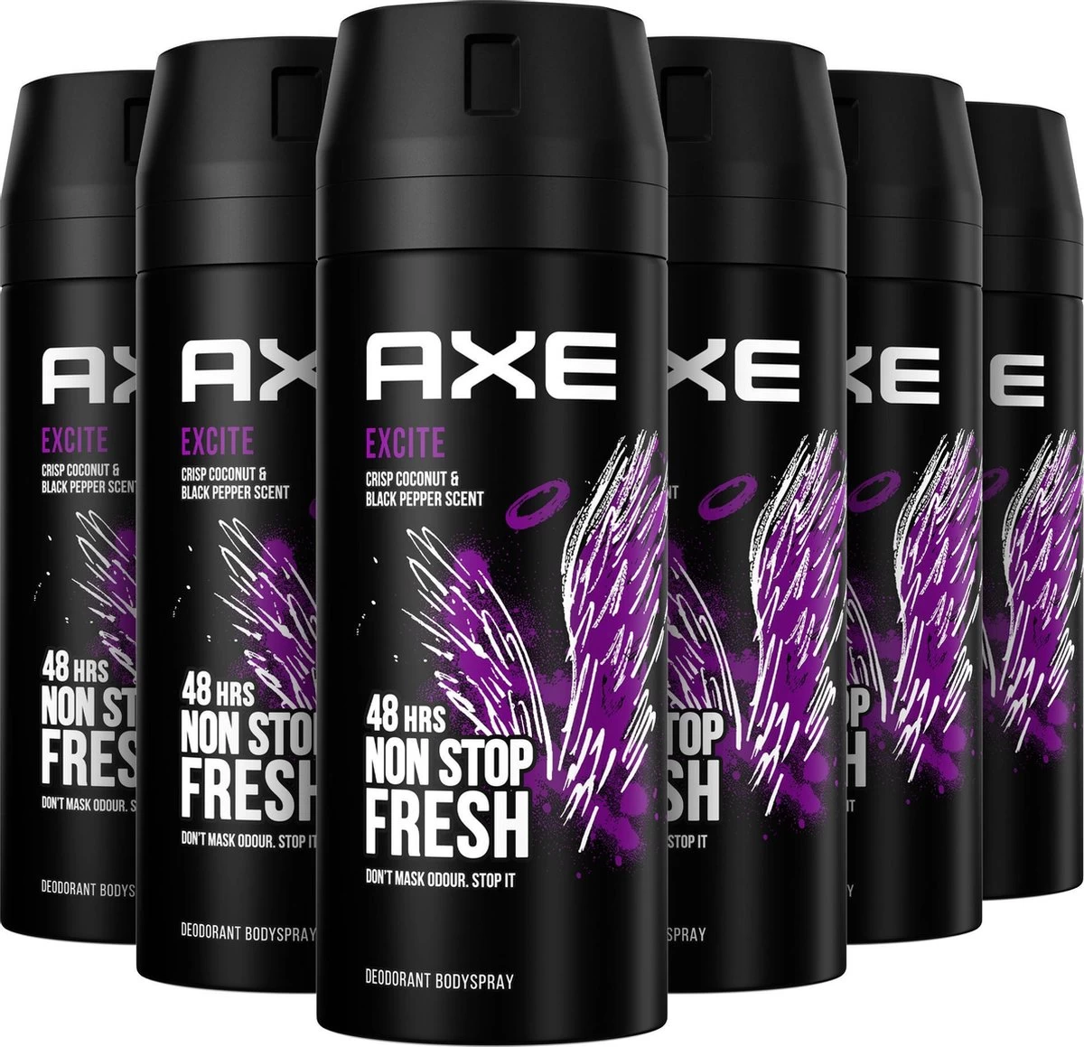 Axe Excite Bodyspray Deodorant - 6 X 150 Ml - Voordeelverpakking 1 Axe Excite Bodyspray Deodorant - 6 X 150 Ml - Voordeelverpakking