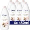 Dove Caring Bath Amandelmelk & Hibiscus Badcrème - 6 X 450 Ml - Voordeelverpakking