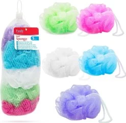 Set Van 5 - Douchespons / Badspons - Puff Sponzen / Netspons / Spons - Voordeelverpakking