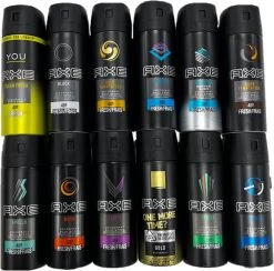 Axe Deodorant Spray 12 Stuks - Voordeelverpakking Deo - Africa | Dark Temptation | Excite | Ice Chill | Black | Gold Temptation | Marine | Anarchy For Him | Clean Fresh | Apollo | Musk | Gold