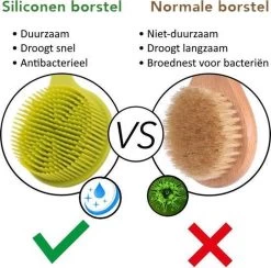 Blubs® – Badborstel – Dry Brush – Rug Scrubber – Lichaamsborstel – Rugborstel Douche Met Steel – Huidborstel – Rugborstel Kunststof – Badborstel Met Steel – Doucheborstel Met Steel – Siliconen Borstel – Droogborstel – Massage – Groen -Lichaamsverzorging 1200x1186 3