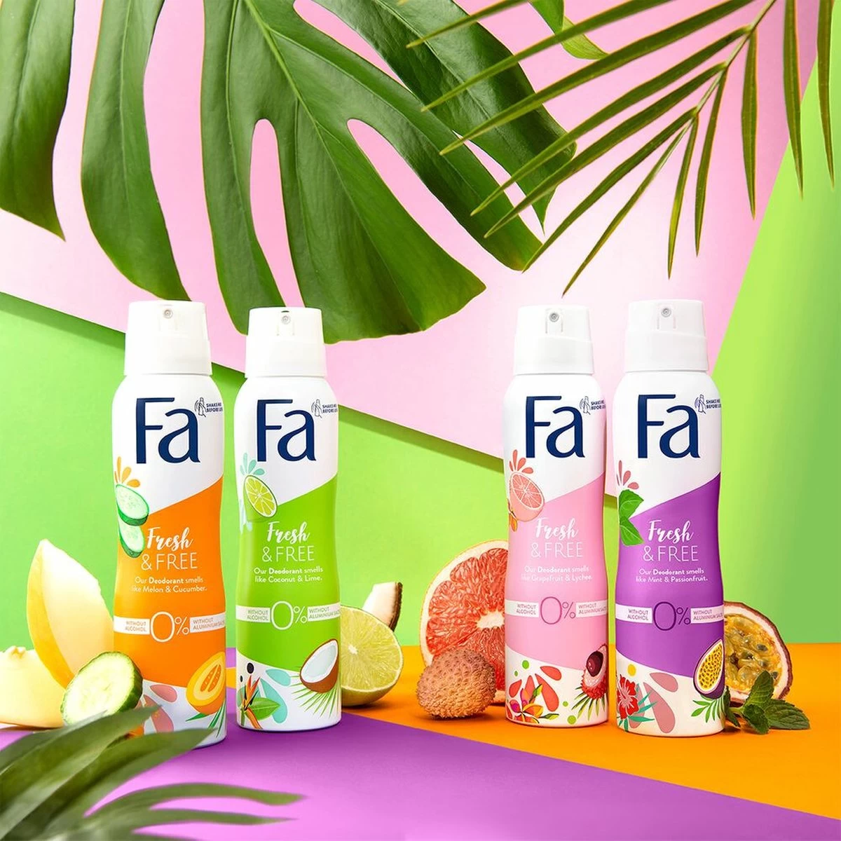 Fa Fresh & Free Mint & Passionfruit Deo Spray 6x 150 Ml - Grootverpakking 4 Fa Fresh & Free Mint & Passionfruit Deo Spray 6x 150 Ml - Grootverpakking - Afbeelding 4