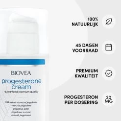 Biovea – Natuurlijke Progesteron Crème – Vermindert Opvliegers, Symptomen Van PMS En Normaliseert Menstruatiecycli – Bouwsteen Voor De Belangrijkste Hormonen – Verhoogt Het Gevoel Van Welzijn – 45 Dagen Voorraad (59 Ml.) -Lichaamsverzorging 1200x1200 321