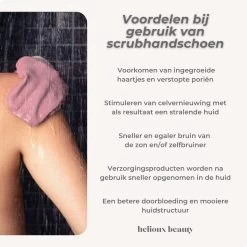 Helioux® Exfoliating Glove - Scrub Handschoen Washand - Voor Lichaam & Gezicht - Verwijderen Van Dode Huidcellen Of Zelfbruiner - Roze - Pink -Lichaamsverzorging 1200x1200 425