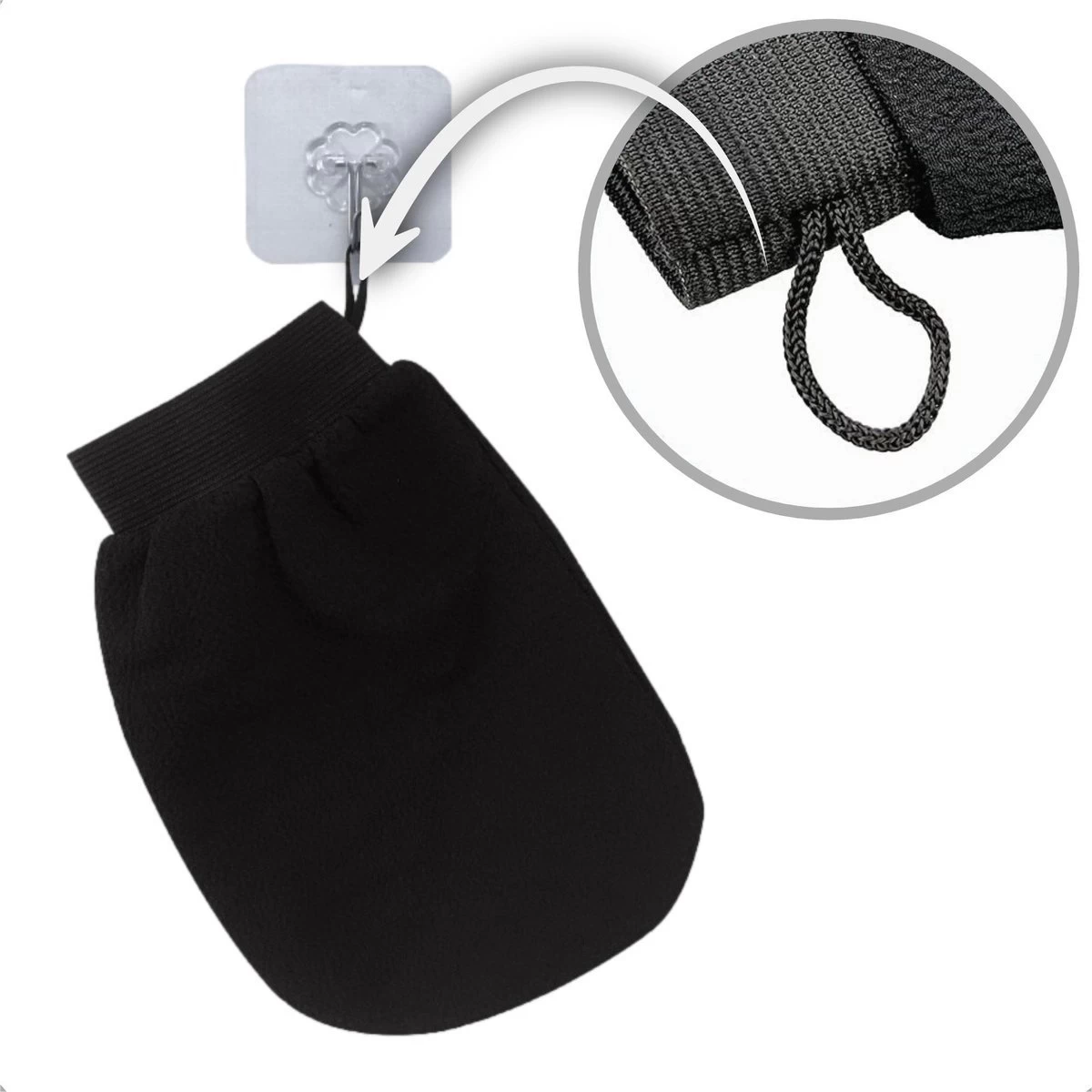 Sensu Scrub Handschoen - 3 Stuks - Zwart - Washand Exfoliating Glove - Kessa Hammam Washandje 2 Sensu Scrub Handschoen - 3 Stuks - Zwart - Washand Exfoliating Glove - Kessa Hammam Washandje - Afbeelding 2