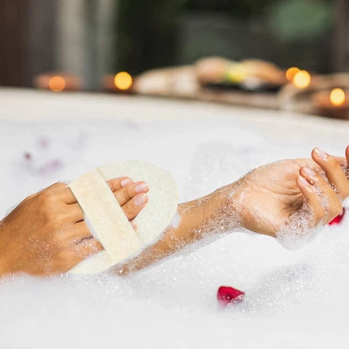 Merkloos Luxe Katoen En Loofah Naturel Douche Spons - Scrub - Massage - 100% Duurzaam - Badspons - Eco 4 Merkloos Luxe Katoen En Loofah Naturel Douche Spons - Scrub - Massage - 100% Duurzaam - Badspons - Eco - Afbeelding 4