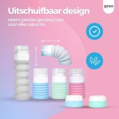 QOSO Reisflesjes Set 8-Delig | Reisflesjes Handbagage Opvouwbaar | Mini Shampoo & Reispotjes Hervulbaar Klein | Reisflesjes 100ml In 4 Kleuren | Navulbare Reisflesjes In Een Reisset -Lichaamsverzorging 1200x1200 491