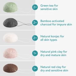 Navaris Set Van 8 Konjac Sponzen - Natuurlijke Sponzen Voor Gezichtsreiniging - Reinigt De Rijpe, Onzuivere, Droge, Gevoelige En Normale Huid - Vegan -Lichaamsverzorging 1200x1200 537