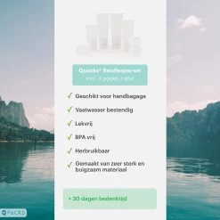 Qpacks - 8-delige Reisflesjes Set Transparant - Vliegtuig Handbagage - Navulbare Reis 100ML Flacons - Incl. Potjes & Etui -Travel - Reisaccessoires -Lichaamsverzorging 1200x1200 546