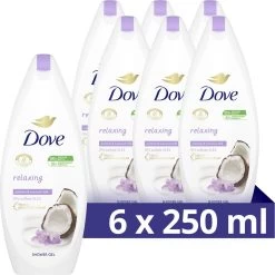 Dove Kokosmelk & Jasmijnblaadjes Relaxing Douchegel - Voordeelverpakking - 6 X 250 Ml