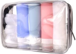 Merkloos Reisverpakking – Navulbare Silicone Reisflesjes Incl. Reispotjes En Doorzichtige Toilettas – Reisset Met Reisflacons & Cosmetica Potjes - Vliegtuig Handbagage Set –– 7 Stuks In Etui –80ML En 20ML - Reisaccessoires -Lichaamsverzorging 1200x864 1