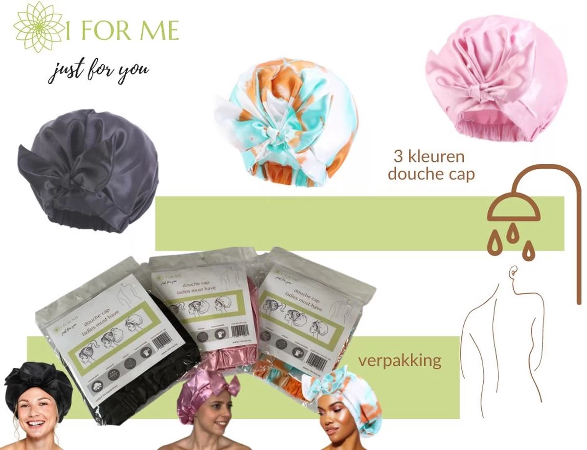 1FORME Douchemuts Dames Zero Waste – Droog Haar Thuis / Vakantie – Douchekap Satijn / PE Zwart 6 1FORME Douchemuts Dames Zero Waste – Droog Haar Thuis / Vakantie – Douchekap Satijn / PE Zwart - Afbeelding 6