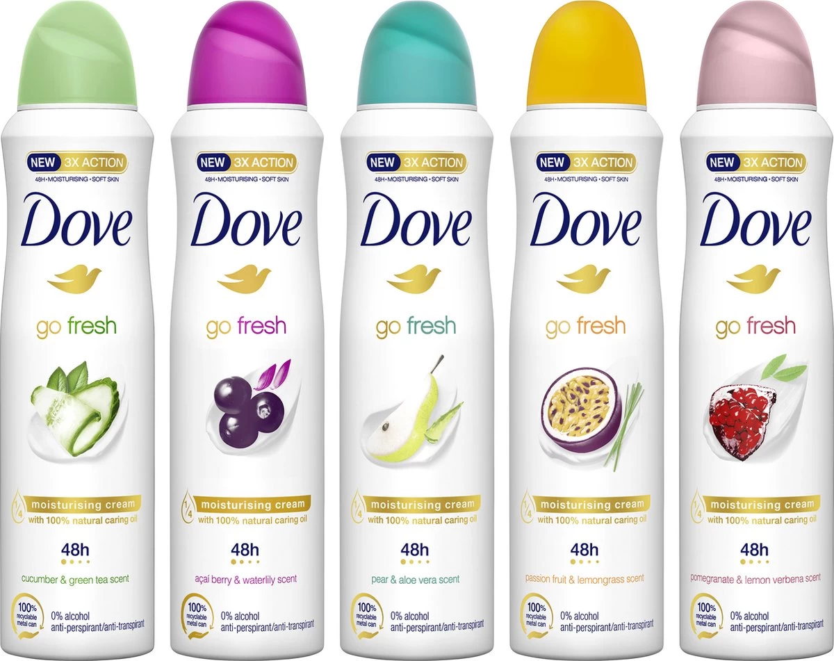 Dove Go Fresh Mix Anti-transpirant Deodorant Spray- 5 Stuks - Voordeelverpakking 2 Dove Go Fresh Mix Anti-transpirant Deodorant Spray- 5 Stuks - Voordeelverpakking - Afbeelding 2
