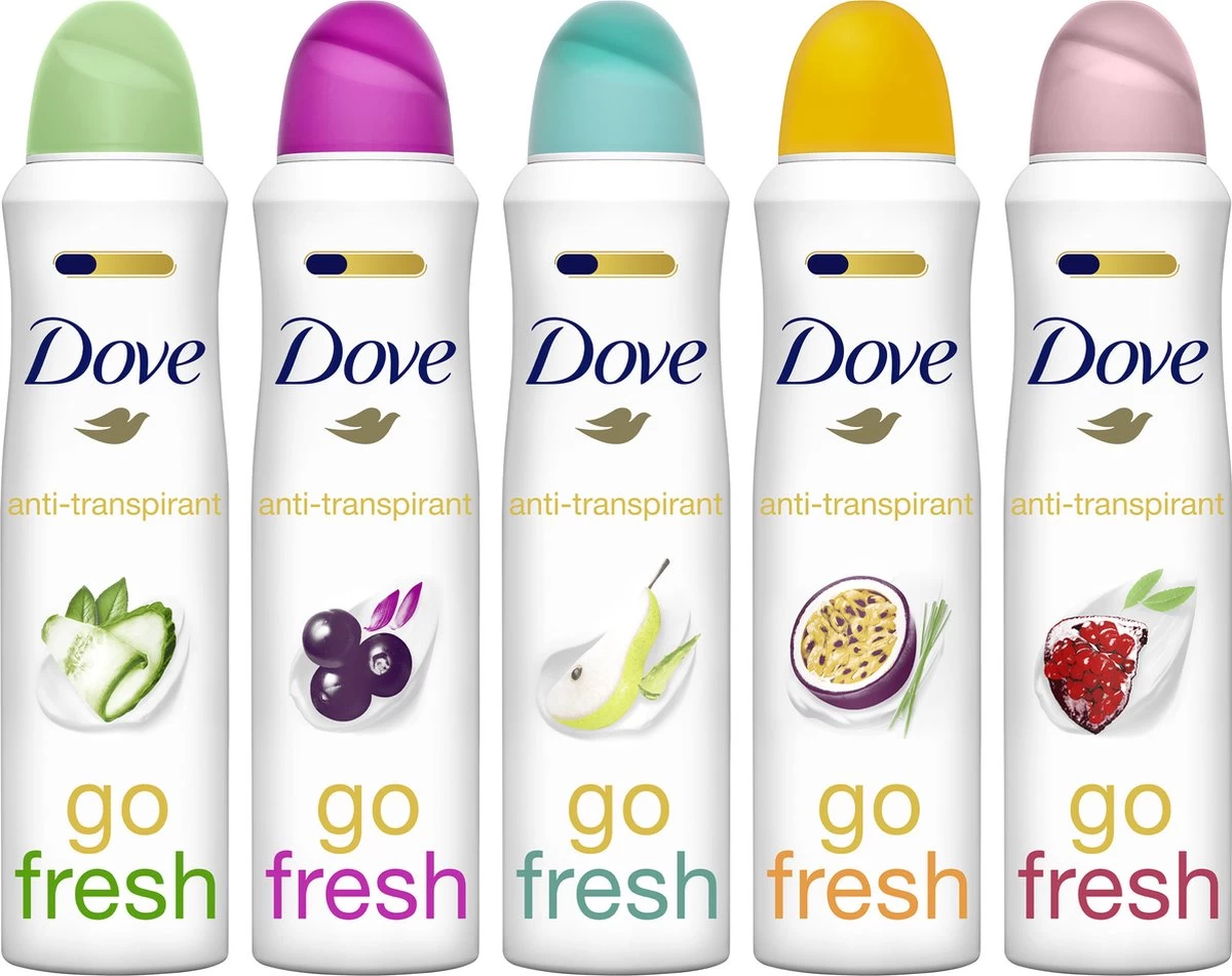 Dove Go Fresh Mix Anti-transpirant Deodorant Spray- 5 Stuks - Voordeelverpakking 1 Dove Go Fresh Mix Anti-transpirant Deodorant Spray- 5 Stuks - Voordeelverpakking