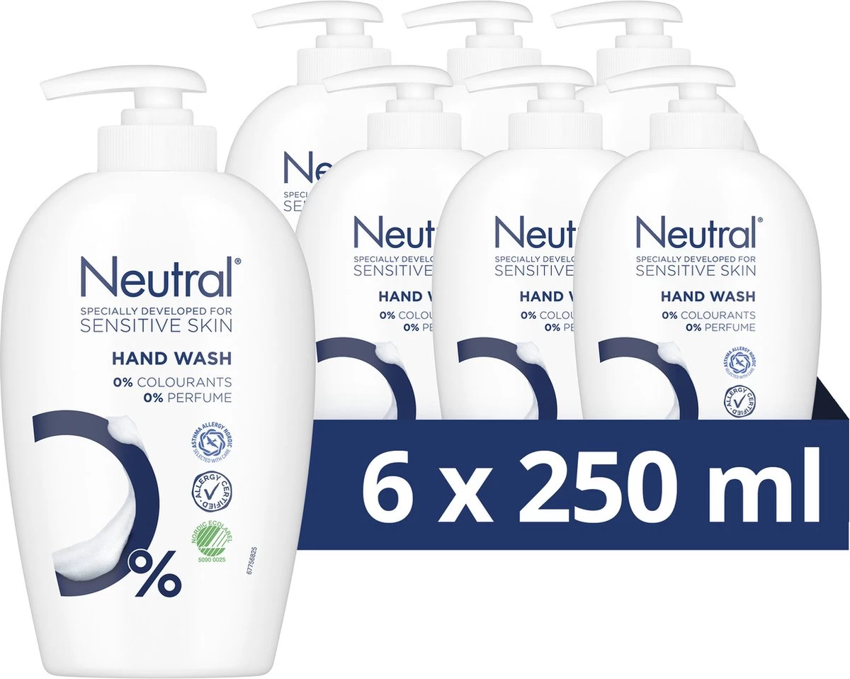 Neutral Vloeibare Handzeep Parfumvrij - 6 X 250 Ml - Voordeelverpakking 1 Neutral Vloeibare Handzeep Parfumvrij - 6 X 250 Ml - Voordeelverpakking