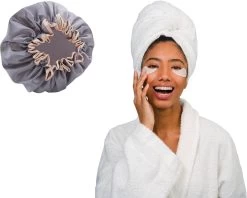 Merkloos Grijze Douchemuts Dames / Volwassenen / Meiden - Luxe Douchemuts - Shower Cap (Vagabond Model) -Lichaamsverzorging 1200x964