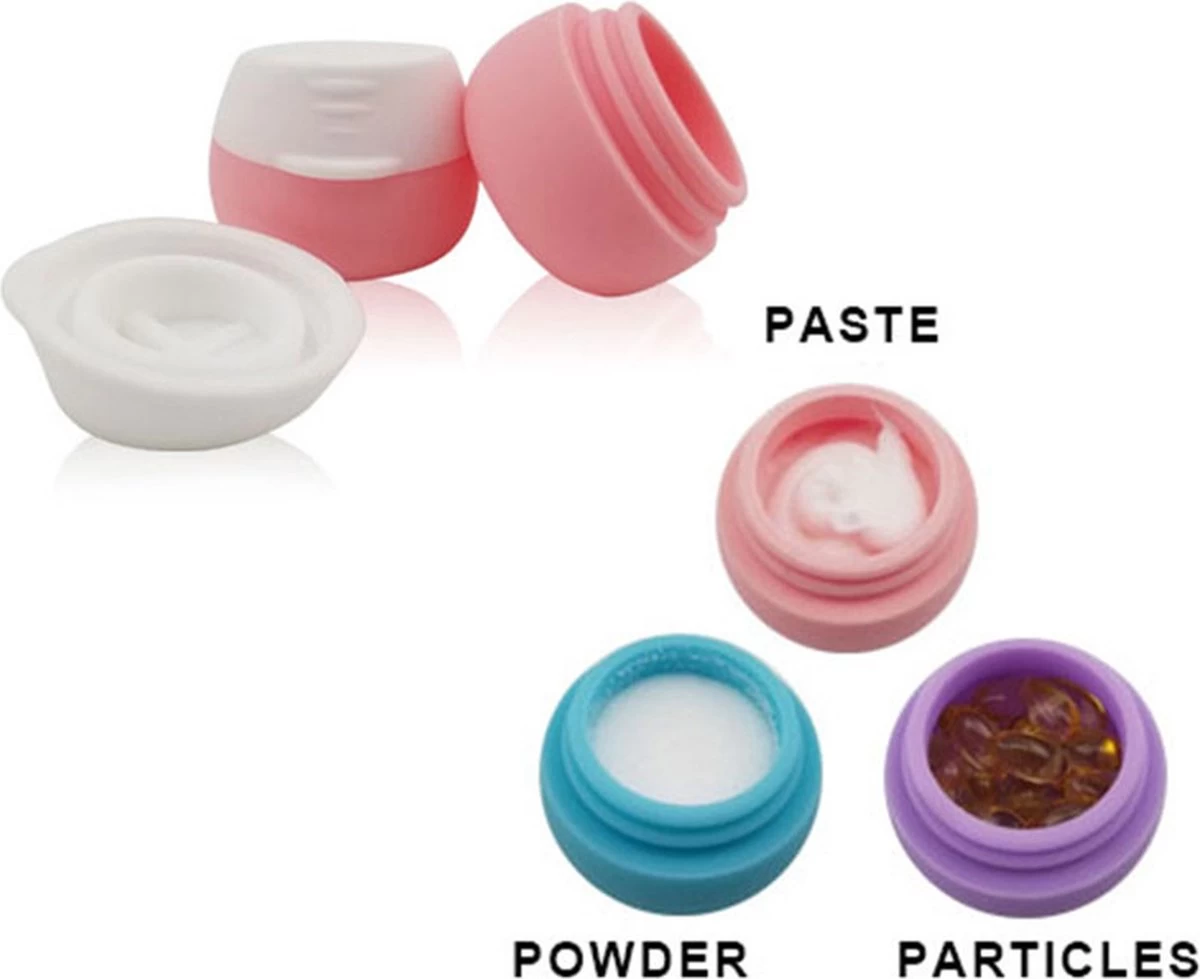 YONO Reis Cosmetica Potjes - Lege Potjes Met Deksel - Zalfpotjes - Siliconen Reisflesjes Set Handbagage - Reisflacons Navulbaar - 4 Stuks - 10 ML 2 YONO Reis Cosmetica Potjes - Lege Potjes Met Deksel - Zalfpotjes - Siliconen Reisflesjes Set Handbagage - Reisflacons Navulbaar - 4 Stuks - 10 ML - Afbeelding 2