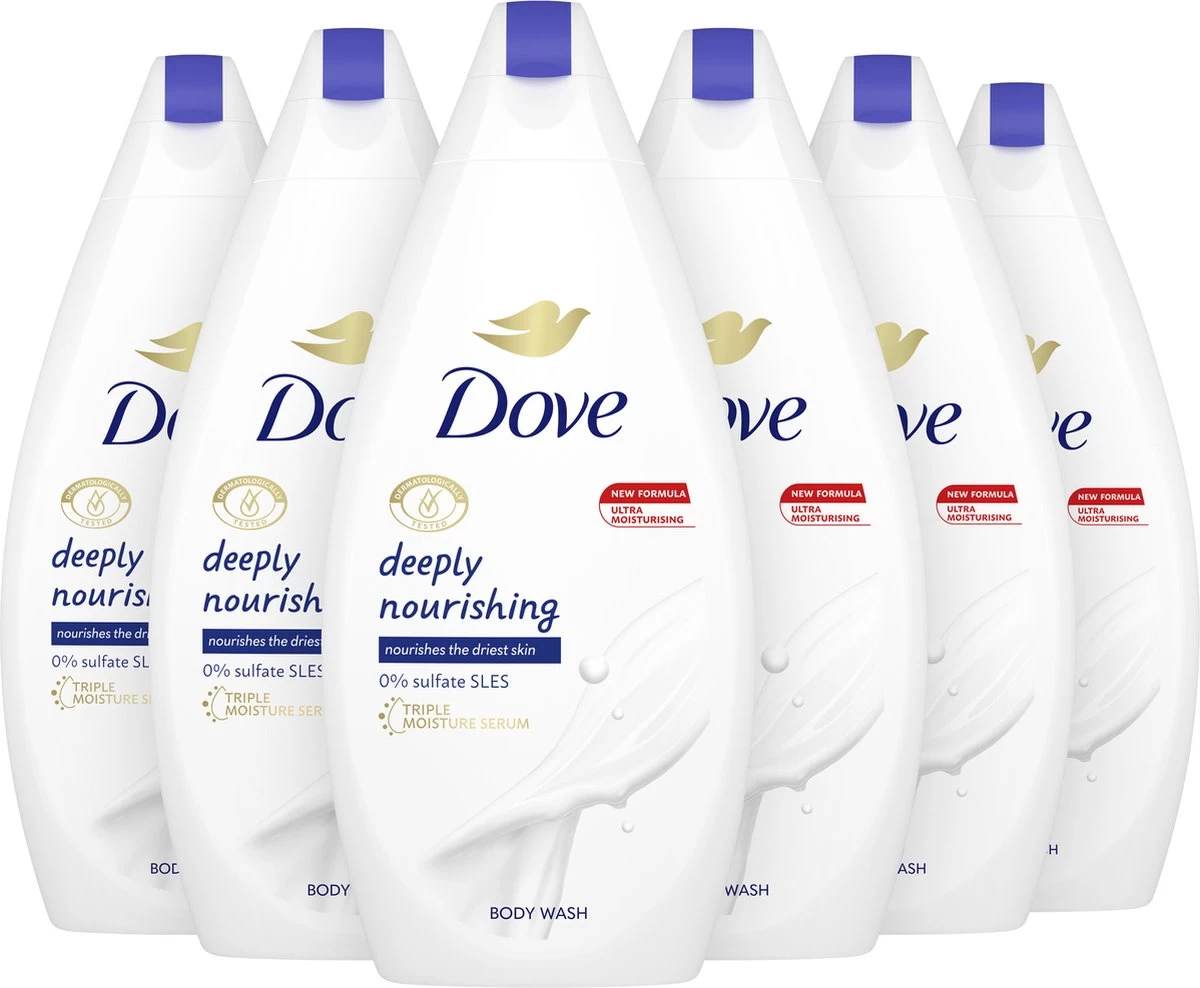 Dove Douchegel Deeply Nourishing - 6 X 450 Ml - Voordeelverpakking 1 Dove Douchegel Deeply Nourishing - 6 X 450 Ml - Voordeelverpakking